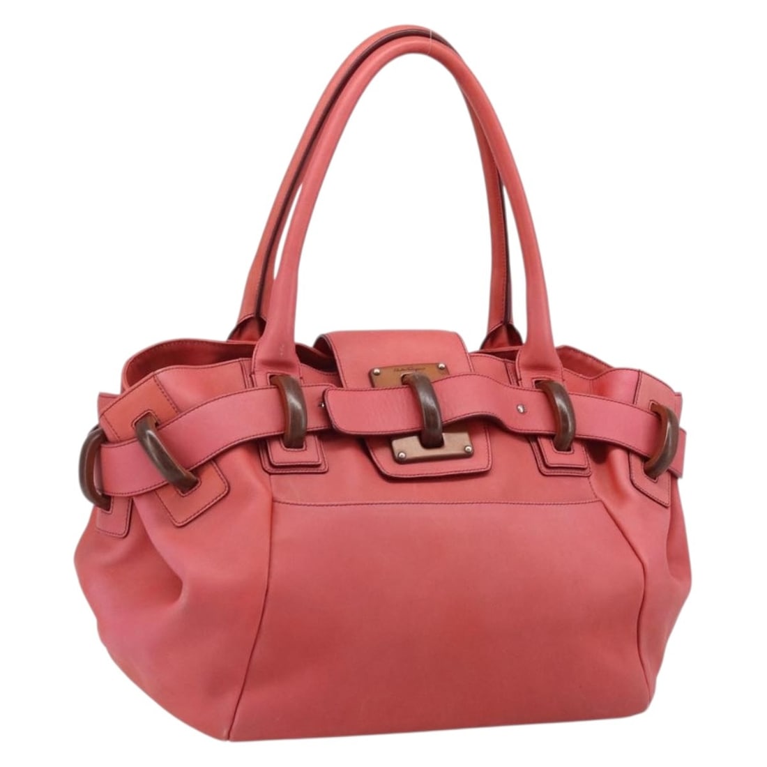 Red Leather Tote by Salvatore Ferragamo Silver Accents Italian Made: Red Leather Tote by Salvatore Ferragamo Silver Accents Italian Made This Salvatore Ferragamo tote bag is crafted from red leather with silver-tone accents. Designed for women, it features a spacious i