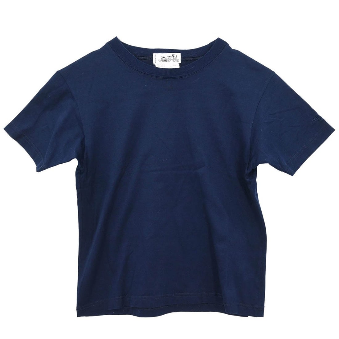 Hermes vintage navy cotton T shirt womens size S: Hermes vintage navy cotton T shirt womens size S Vintage Hermes women's short sleeve T-shirt top in navy with a round neck and regular fit. Made in Italy from 100% cotton, this basic casual style is m