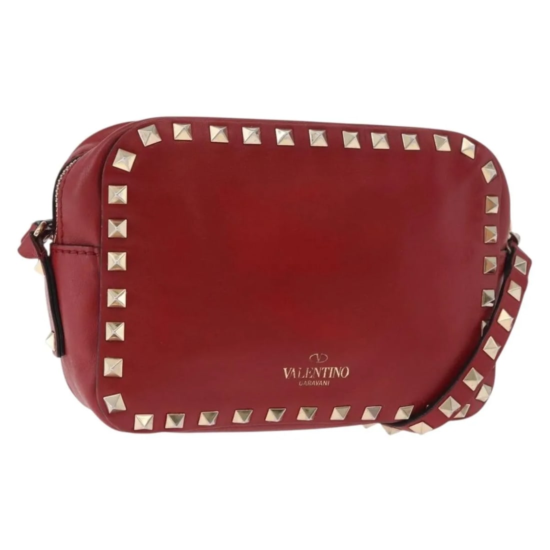 Valentino Garavani Rockstud Camera leather shoulder bag red (1 of 18)
