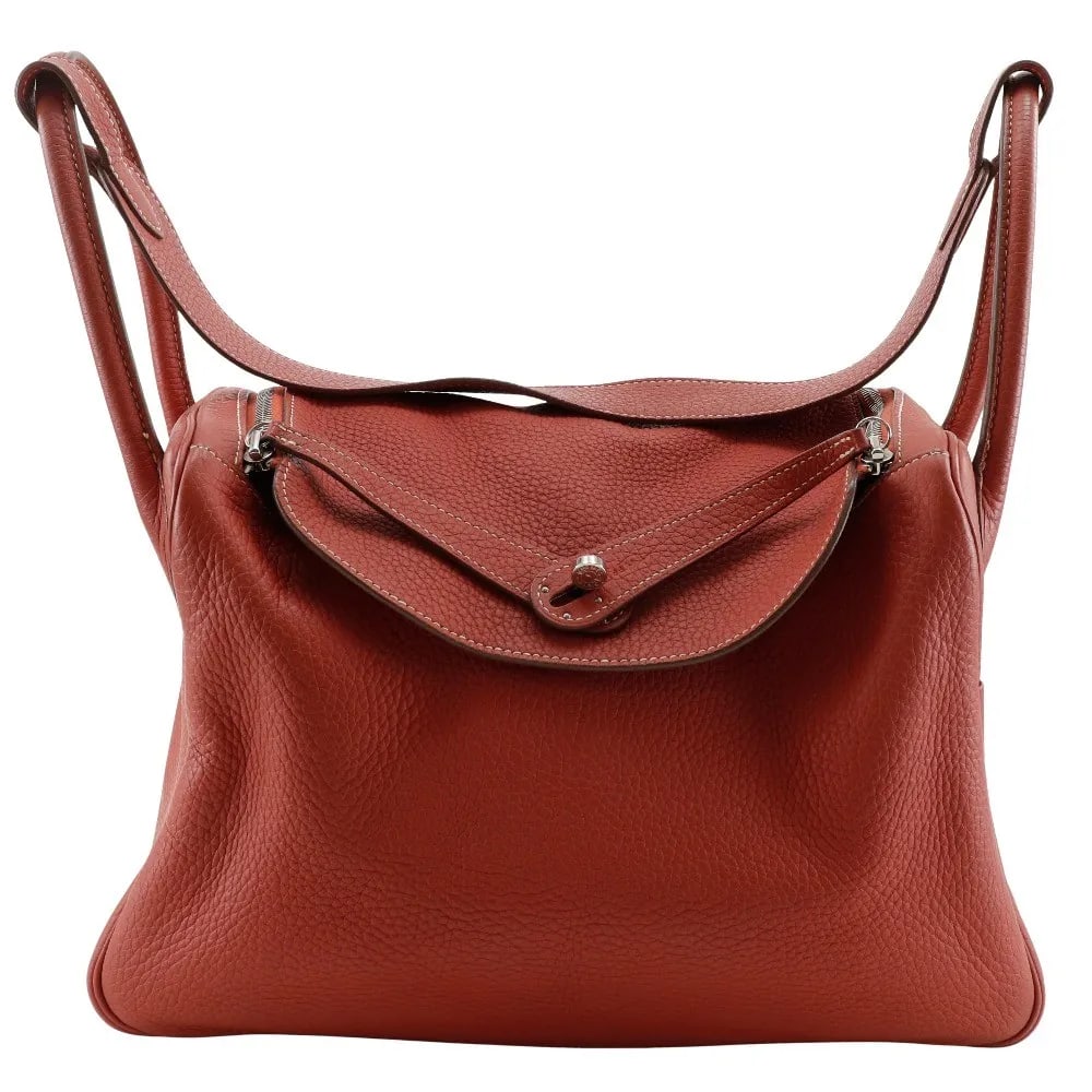 Hermes Lindy orange Togo leather handbag 33cm (1 of 12)