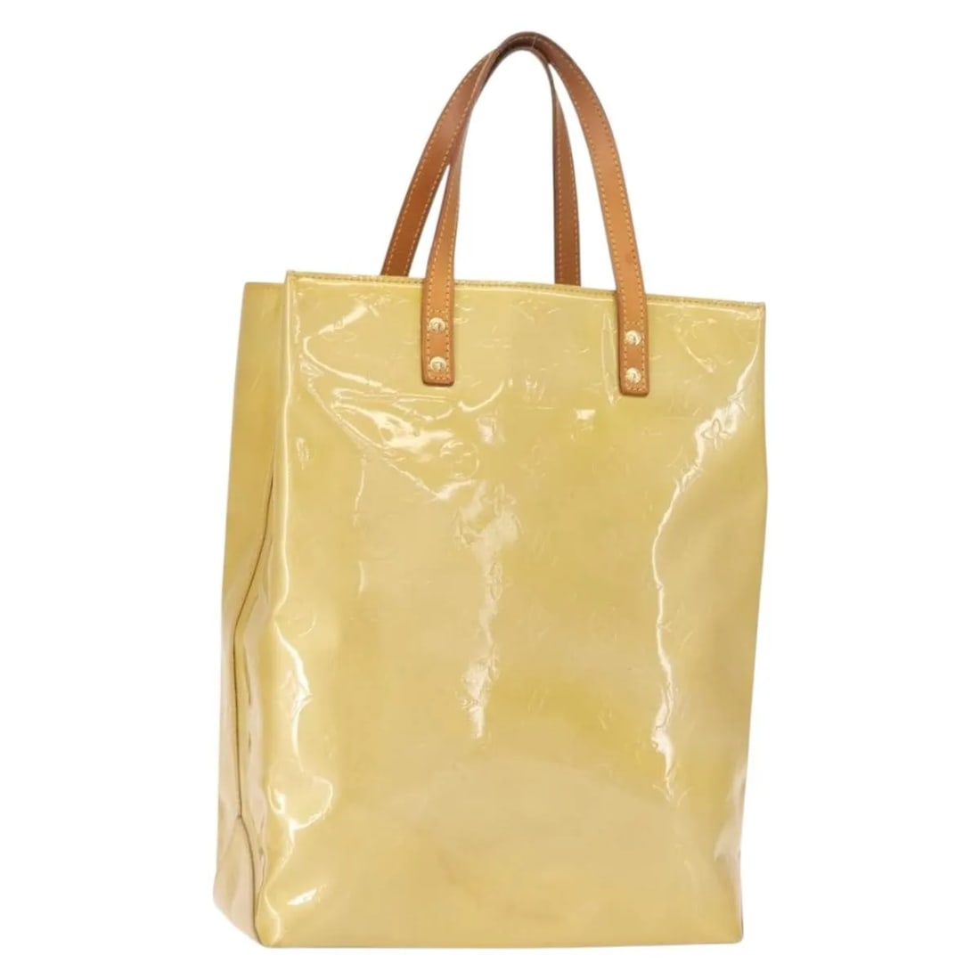 Louis Vuitton Reade Handbag Monogram Vernis Beige Patent Leather: Louis Vuitton Reade Handbag Monogram Vernis Beige Patent Leather This pre-owned Louis Vuitton Reade handbag features the iconic Monogram Vernis design in beige patent leather. Designed for women, it o