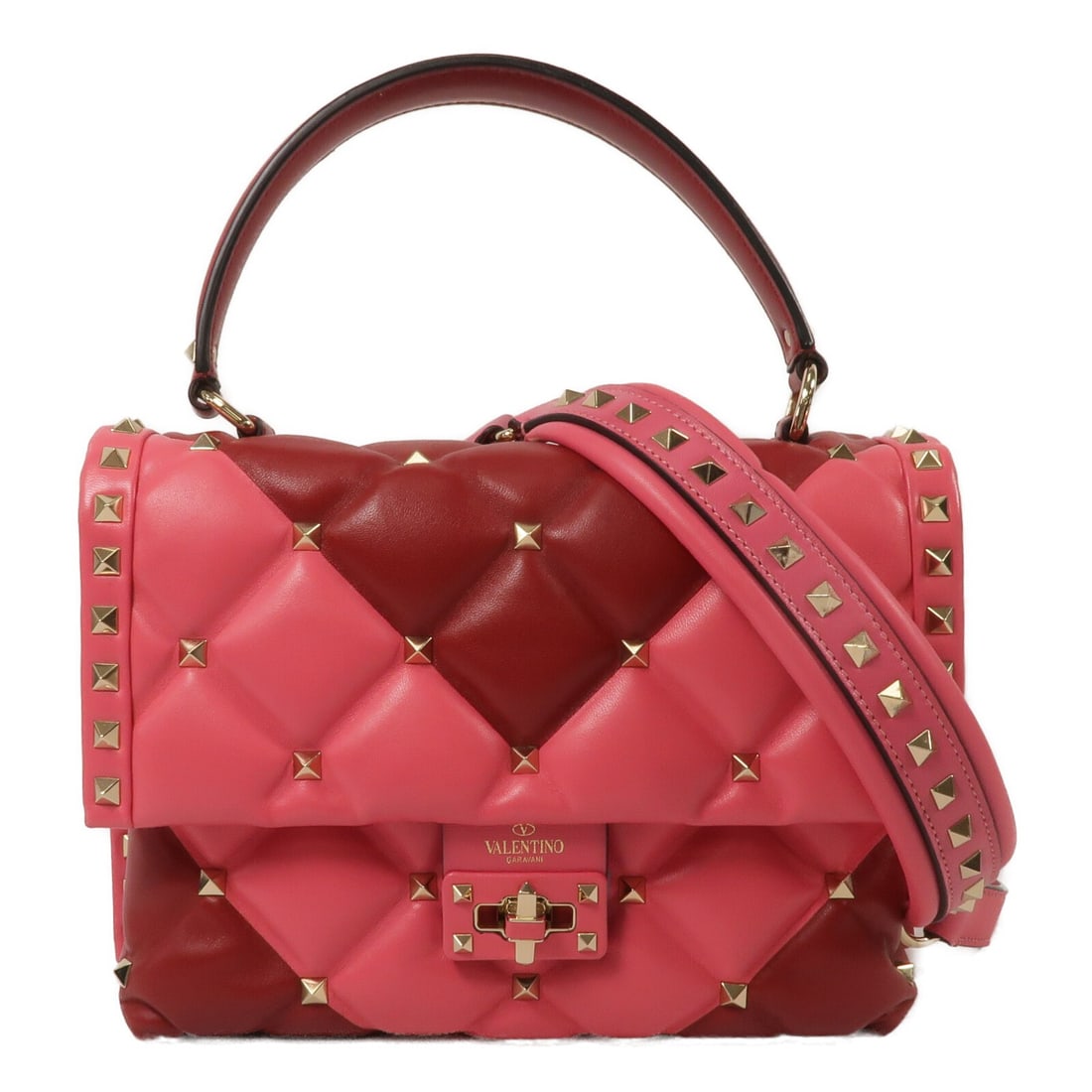 Valentino 2wayShoulder Bag Red Calfskin Leather GHW: Valentino 2wayShoulder Bag Red Calfskin Leather GHW Valentino women's 2-way shoulder bag in red calfskin leather, made in Italy. This bag offers a versatile shoulder bag design and is presented in AB: