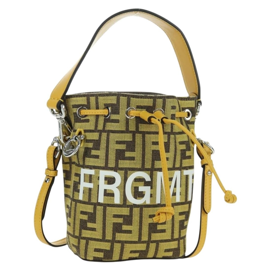 FENDI FRGMT POKEMON Zucca Canvas Brown Yellow 2way Shoulder Bag with Dust Bag: FENDI FRGMT POKEMON Zucca Canvas Brown Yellow 2way Shoulder Bag with Dust Bag This FENDI x FRGMT x POKEMON collaboration Zucca canvas shoulder bag features a striking brown and yellow design. Crafted 