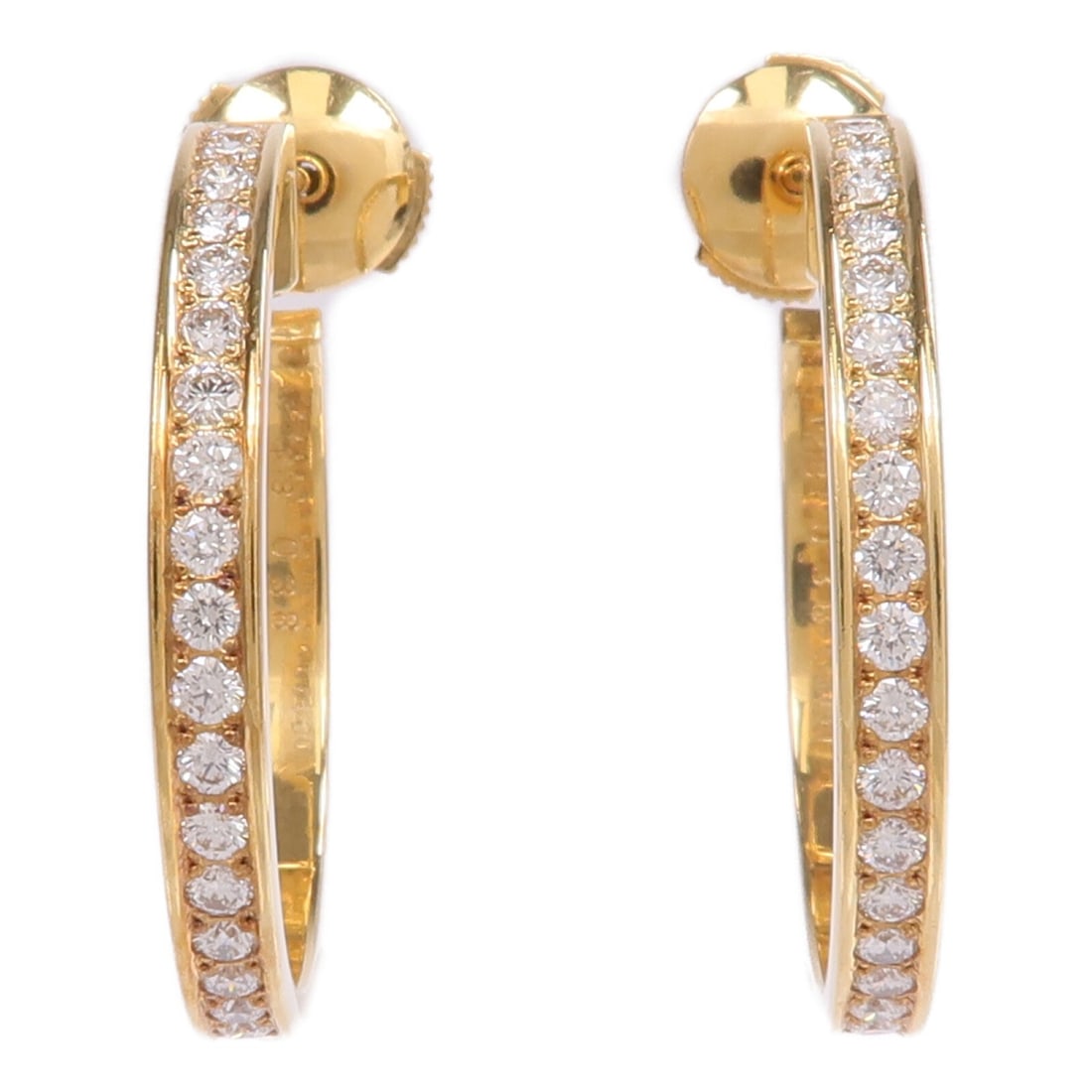 18K Yellow Gold Pierced Earrings with Diamond Stones: 18K Yellow Gold Pierced Earrings with Diamond Stones Elegant pierced earrings crafted from 18K yellow gold, featuring clear diamonds as the main stones. These earrings are in very good, un-used condit