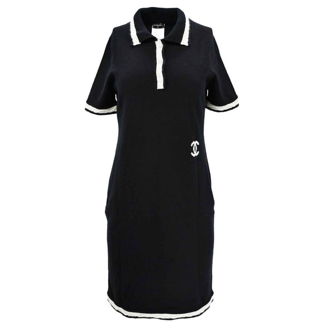 CHANEL 04A cashmere sweater dress short sleeve black size 44 (1 of 10)