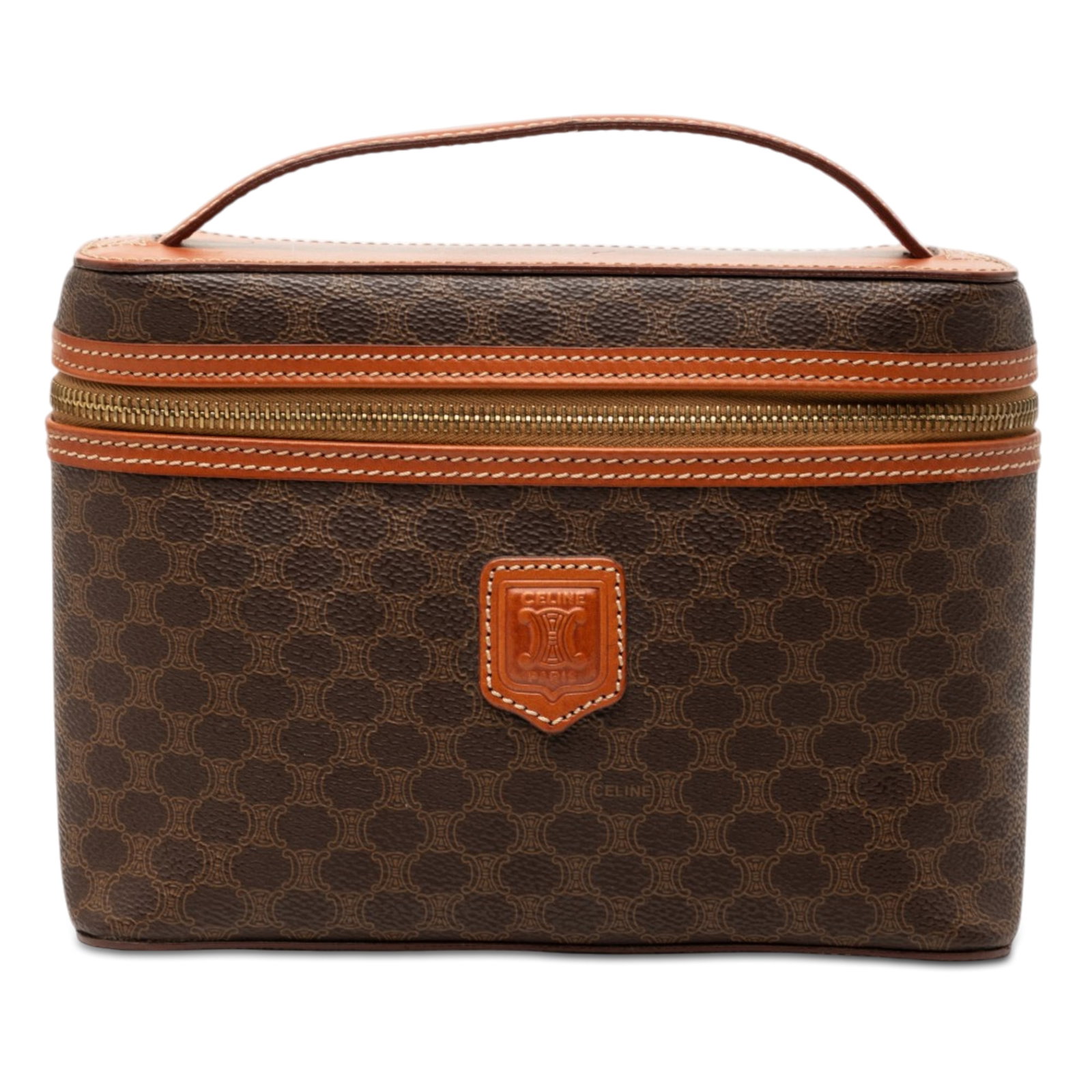 Celine Macadam Vanity Bag in Brown Coated Canvas (1 of 7)