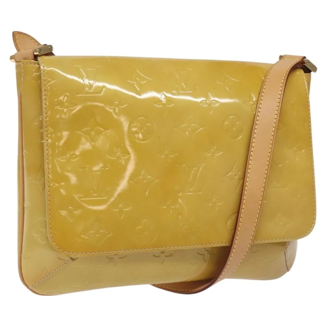 Louis Vuitton Monogram Vernis Thompson Street Beige Patent Leather Handbag: Louis Vuitton Monogram Vernis Thompson Street Beige Patent Leather Handbag This Louis Vuitton Thompson Street Handbag features the iconic Monogram Vernis design in beige patent leather. Crafted in Fra