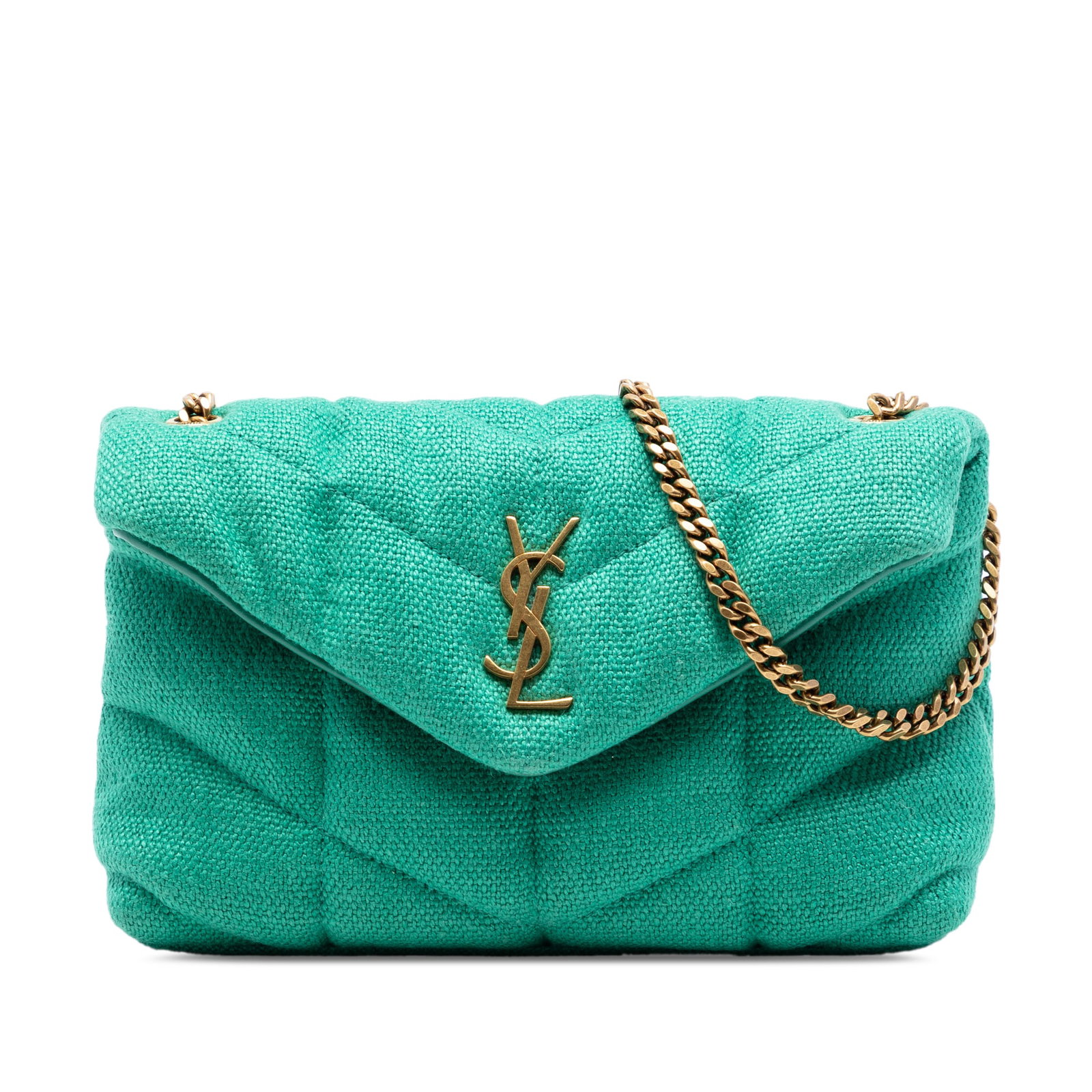 Saint Laurent LouLou Toy Monogram Matelasse Canvas Crossbody Bag: Saint Laurent LouLou Toy Monogram Matelasse Canvas Crossbody Bag Saint Laurent Toy Matelasse Canvas Monogram LouLou Crossbody in green quilted canvas. This crossbody bag features curb chain straps wit