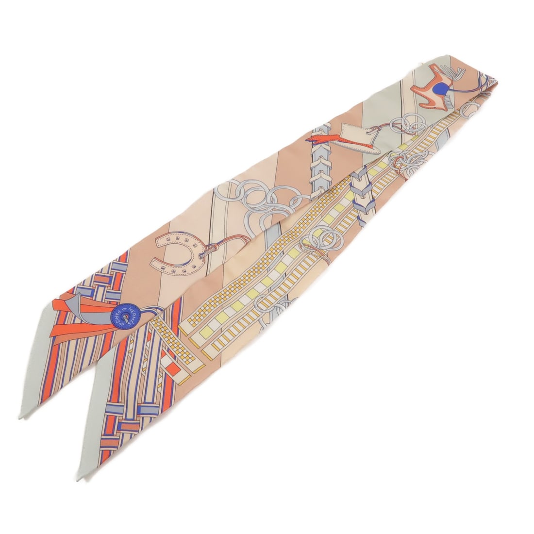 Hermes Silk Twilly Scarf in Pink and Blue (1 of 9)