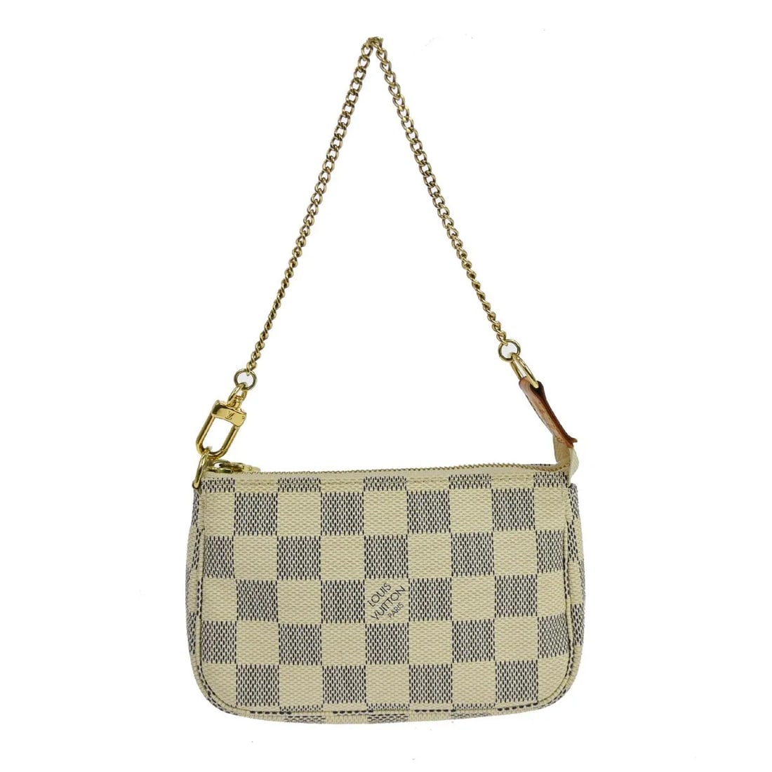 Louis Vuitton Damier Canvas Mini Pochette Accessoires: Louis Vuitton Damier Canvas Mini Pochette Accessoires This Louis Vuitton Mini Pochette Accessoires in Damier Canvas is a compact and stylish accessory designed for women. Crafted from durable white ca