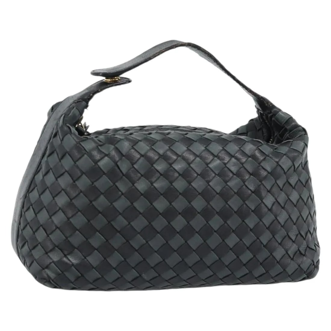 Bottega Veneta Handle Pouch black leather Intrecciato bag: Bottega Veneta Handle Pouch black leather Intrecciato bag Bottega Veneta Handle Pouch in black leather with the brand's Intrecciato design. Made in Italy, this women's bag is presented in good conditi