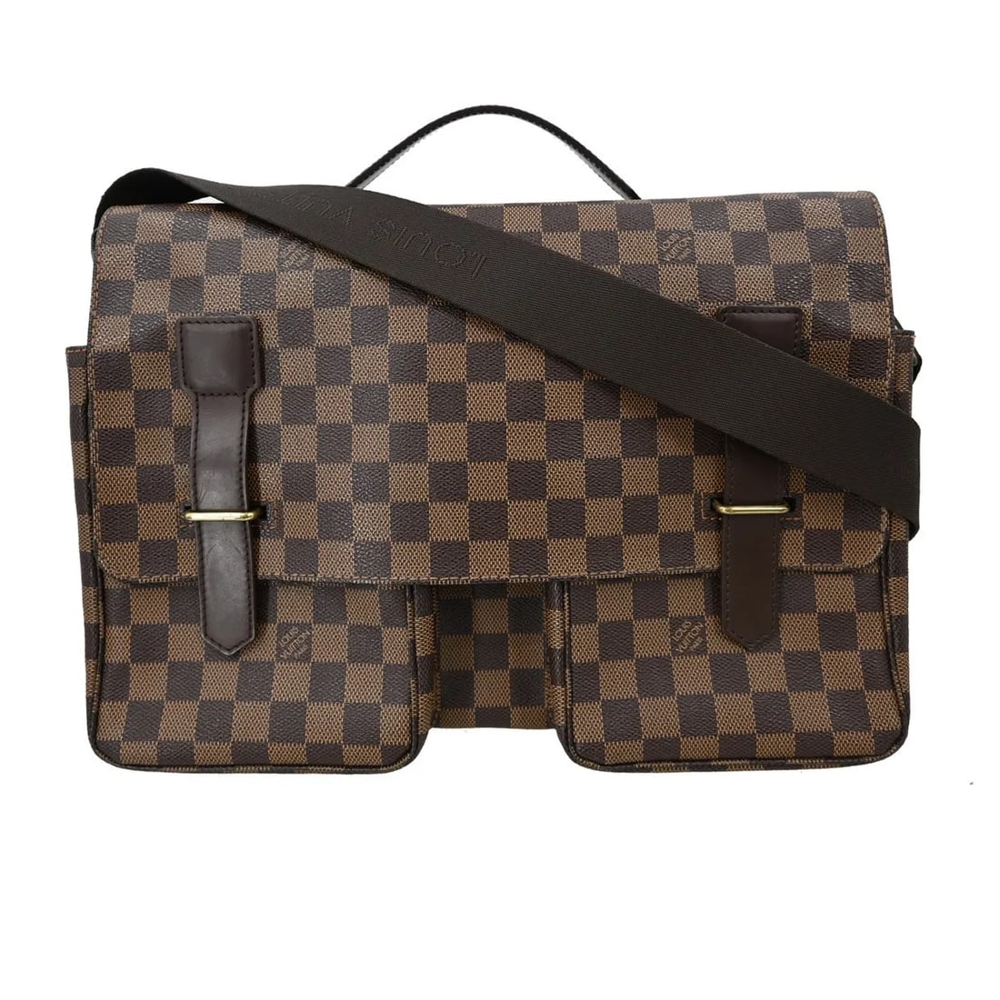Louis Vuitton Broadway Messenger Bag in Brown Damier Canvas: Louis Vuitton Broadway Messenger Bag in Brown Damier Canvas Louis Vuitton Broadway in Damier canvas with a brown finish. This unisex bag is made in France and remains in good overall condition, with s