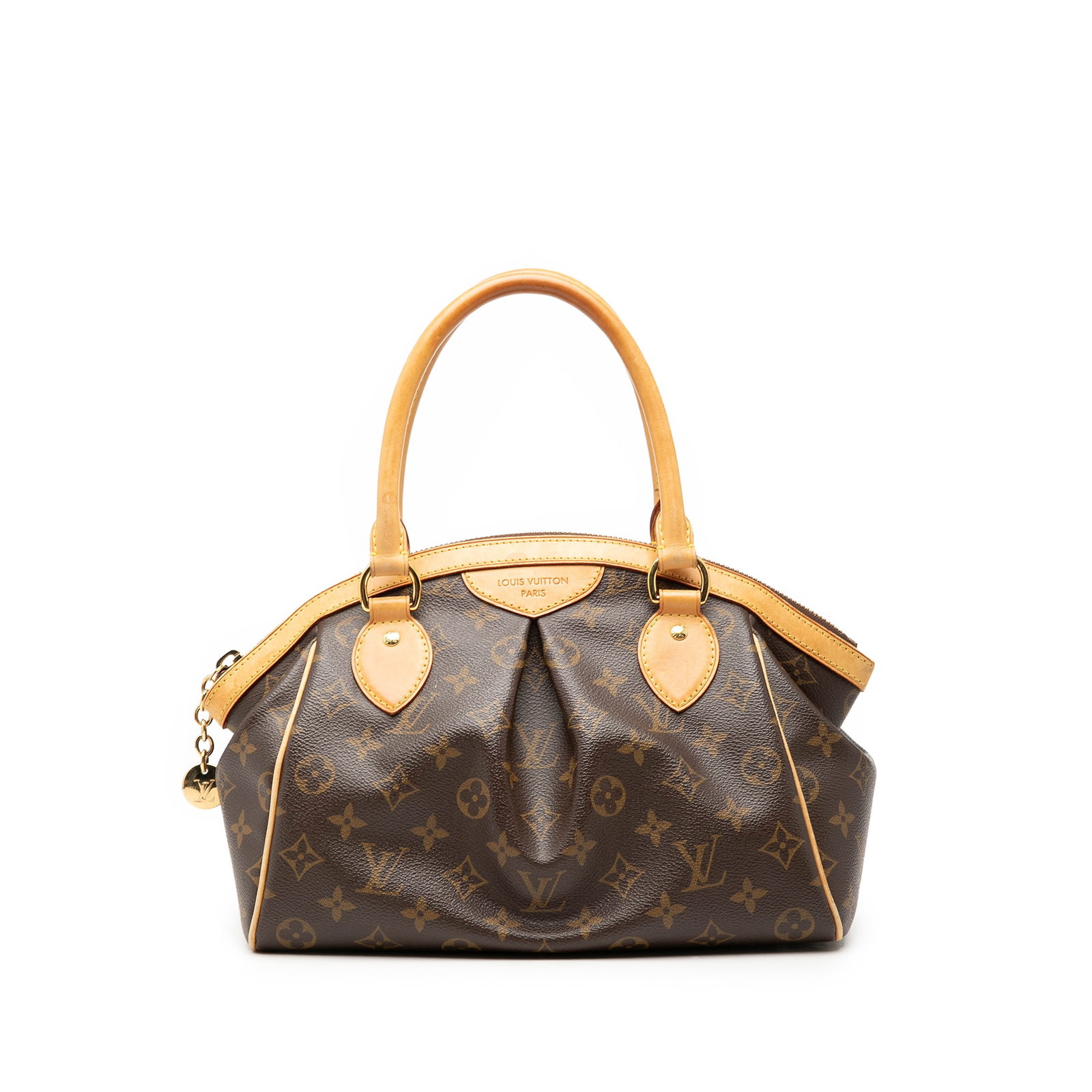 Louis Vuitton Tivoli PM Monogram Canvas Tote Bag: Louis Vuitton Tivoli PM Monogram Canvas Tote Bag The Louis Vuitton Monogram Tivoli PM features a classic monogram canvas body with vachetta leather trim and rolled vachetta leather handles. It is desi