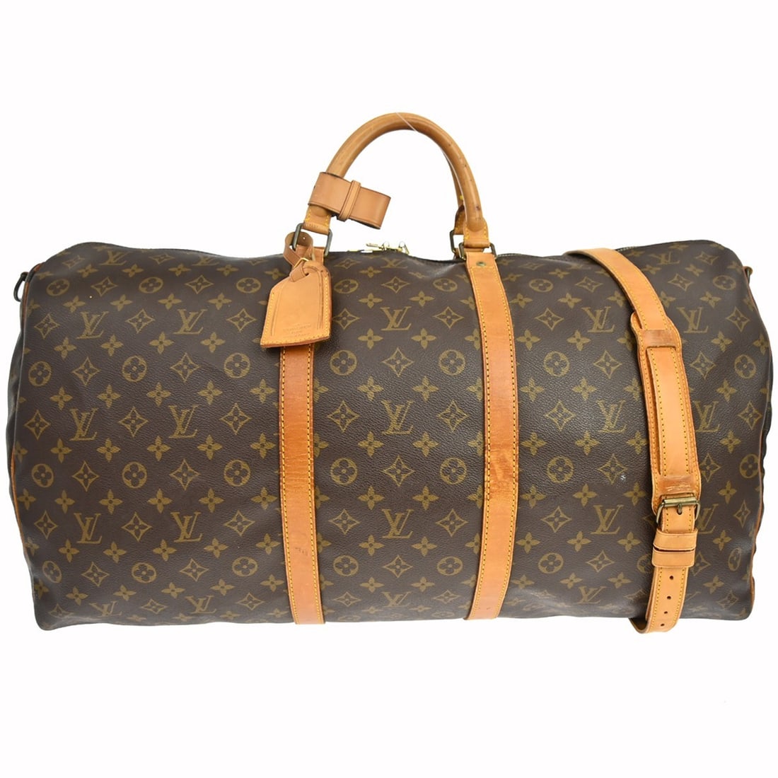 Louis Vuitton Keepall Bandouliere 60 Monogram Duffle Bag M41412: Louis Vuitton Keepall Bandouliere 60 Monogram Duffle Bag M41412 Vintage Louis Vuitton Keepall Bandouliere 60 duffle bag in brown Monogram canvas and leather. This extra large travel bag features a zip