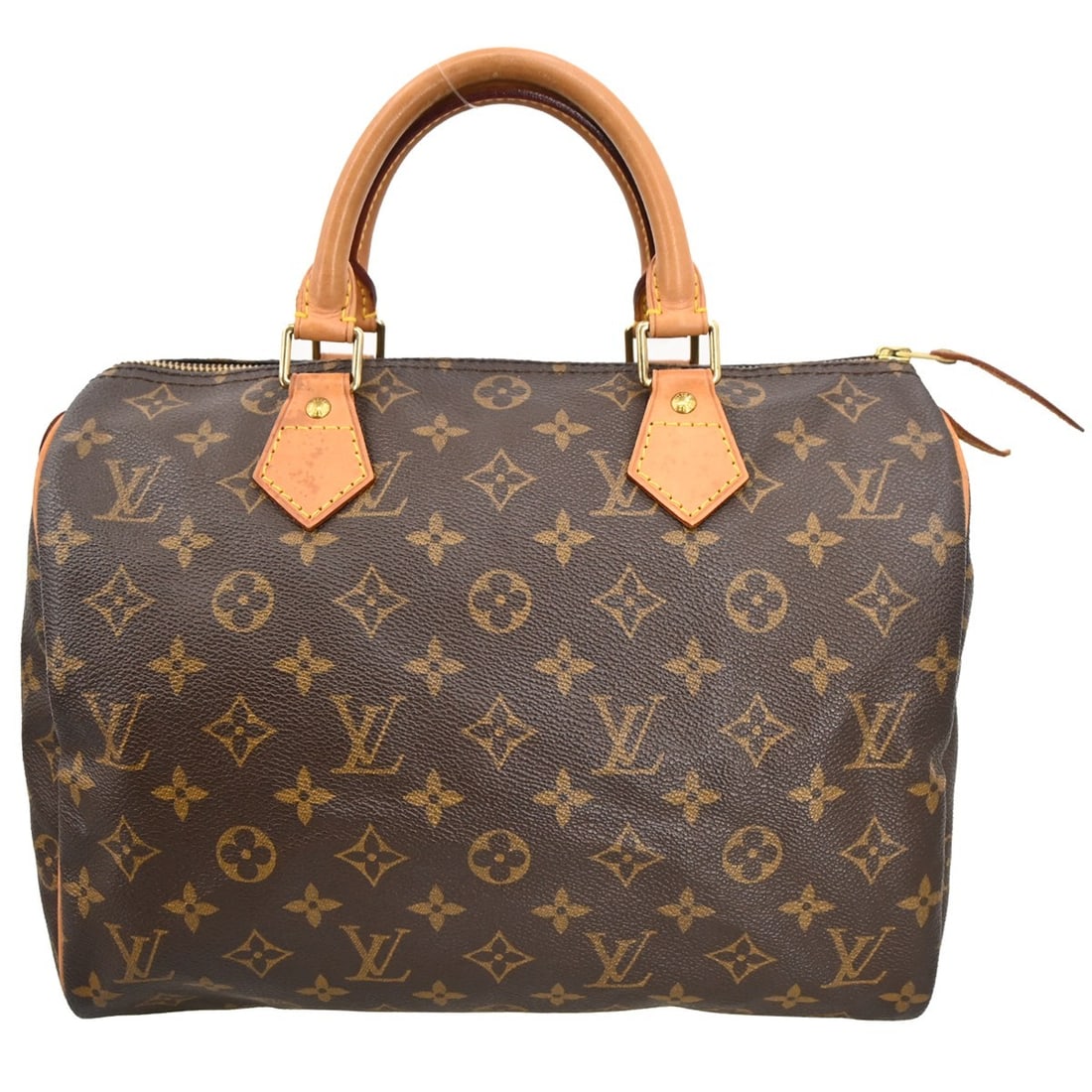 Louis Vuitton Speedy 30 Monogram Canvas Satchel M41526: Louis Vuitton Speedy 30 Monogram Canvas Satchel M41526 Vintage Louis Vuitton Speedy 30 handbag in Monogram canvas with leather double handles and a zip closure. This satchel-style bag features a brown