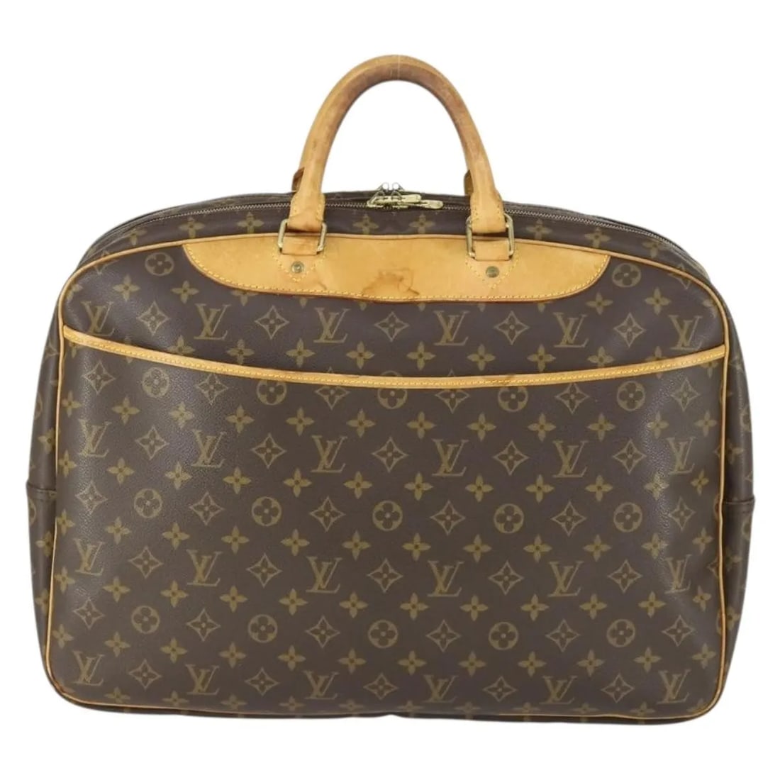 Monogram Canvas Alize Bag by Louis Vuitton Unisex Brown 47cm: Monogram Canvas Alize Bag by Louis Vuitton Unisex Brown 47cm The Louis Vuitton Alize Bag features the brand's signature monogram canvas and is designed for unisex use. This brown bag is crafted from c