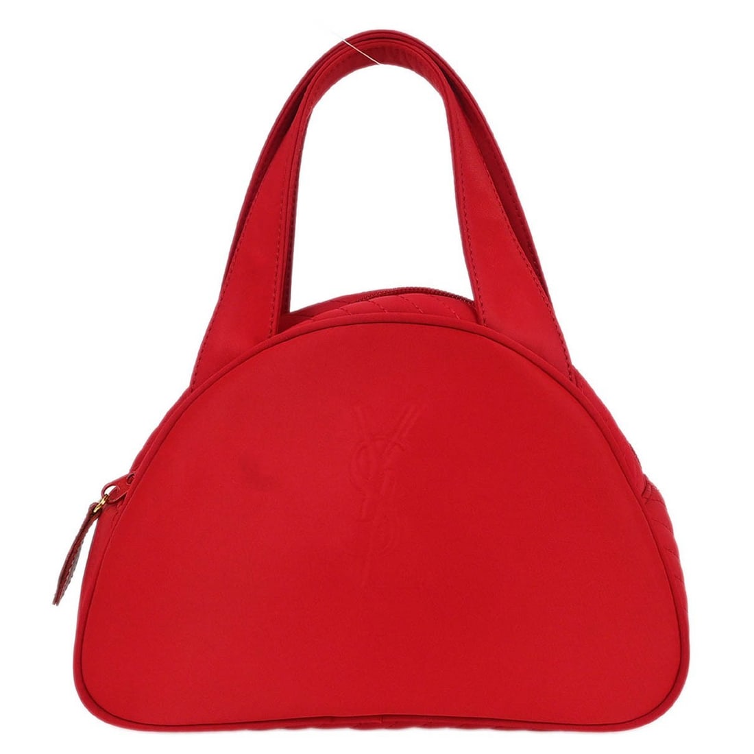 Saint Laurent Small Red Nylon Top Handle Handbag: Saint Laurent Small Red Nylon Top Handle Handbag Red Saint Laurent top handle handbag in nylon with double handles, logo accents, and an interior zipper pocket. The bag is in good to very good conditi
