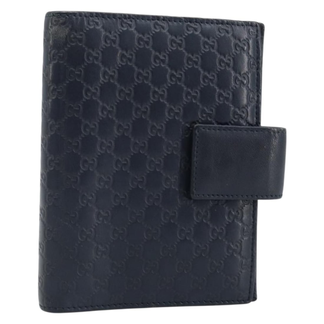 Gucci Micro GG Leather Day Planner Cover Navy Gold 115240: Gucci Micro GG Leather Day Planner Cover Navy Gold 115240 This Gucci Micro GG Guccissima day planner cover features a sophisticated navy and gold color combination, crafted from leather with micro sma