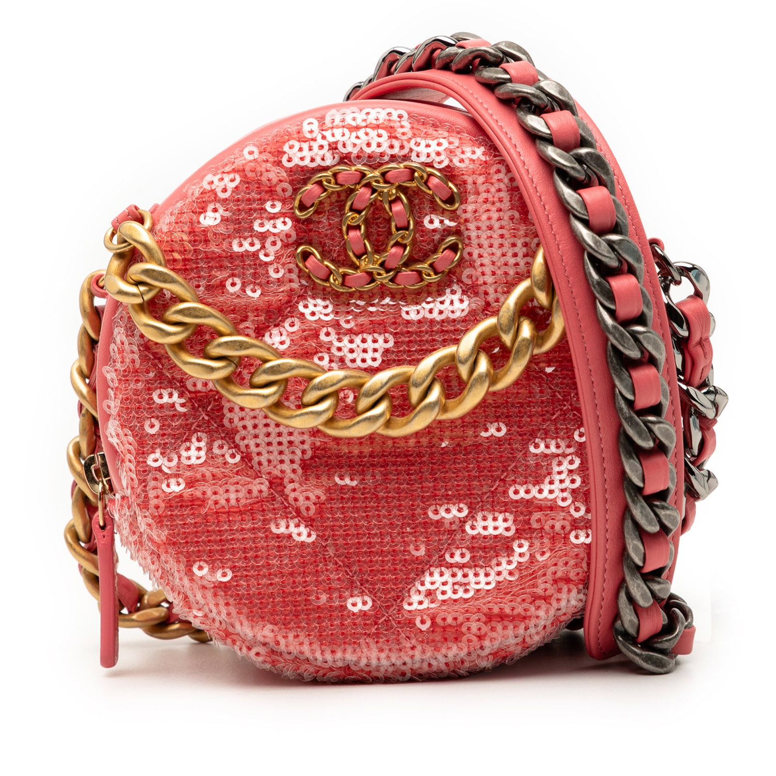 Sequin Embellished Lambskin Round Clutch Bag with Chain by Chanel (1 of 7)