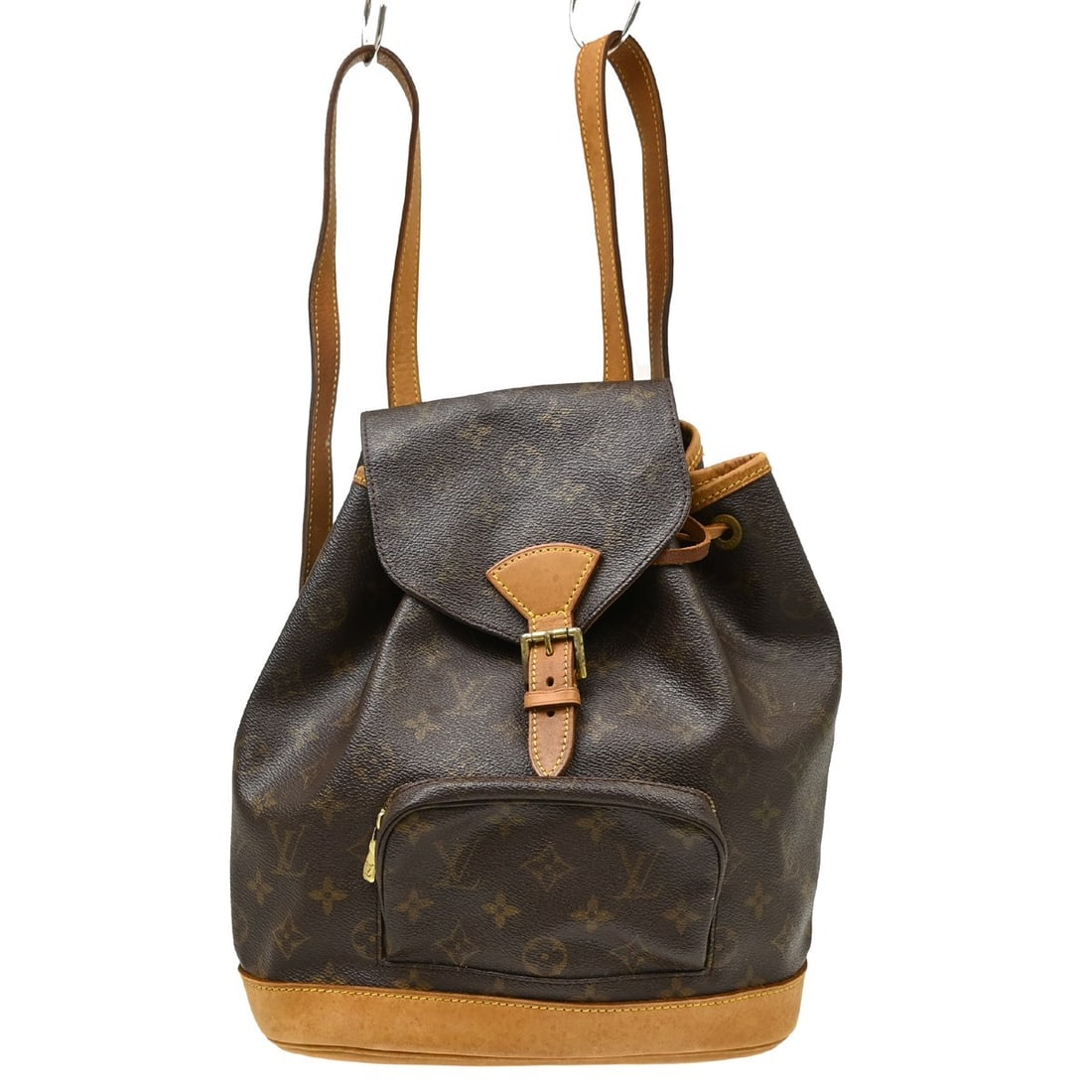 Louis Vuitton Montsouris MM Monogram Canvas Backpack M51136: Louis Vuitton Montsouris MM Monogram Canvas Backpack M51136 Vintage Louis Vuitton Montsouris MM backpack bag in brown Monogram canvas with leather trim. This women's medium backpack features a flap bu