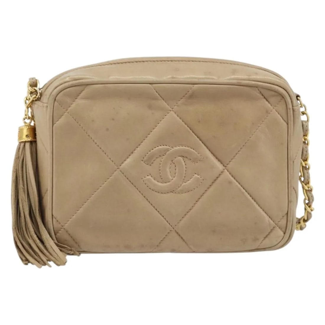Chanel Vintage Diamond CC Camera Bag Beige Lambskin (1 of 18)