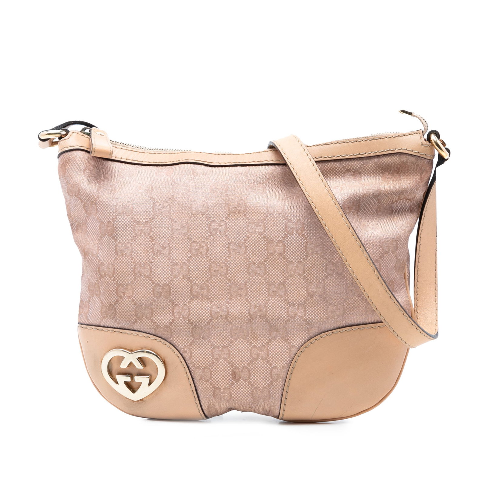Gucci Lovely GG Canvas Brown Crossbody Bag: Gucci Lovely GG Canvas Brown Crossbody Bag This Gucci GG Canvas Lovely Crossbody bag features a canvas body with leather trim, an adjustable flat leather strap, a top zip closure, and interior zip and