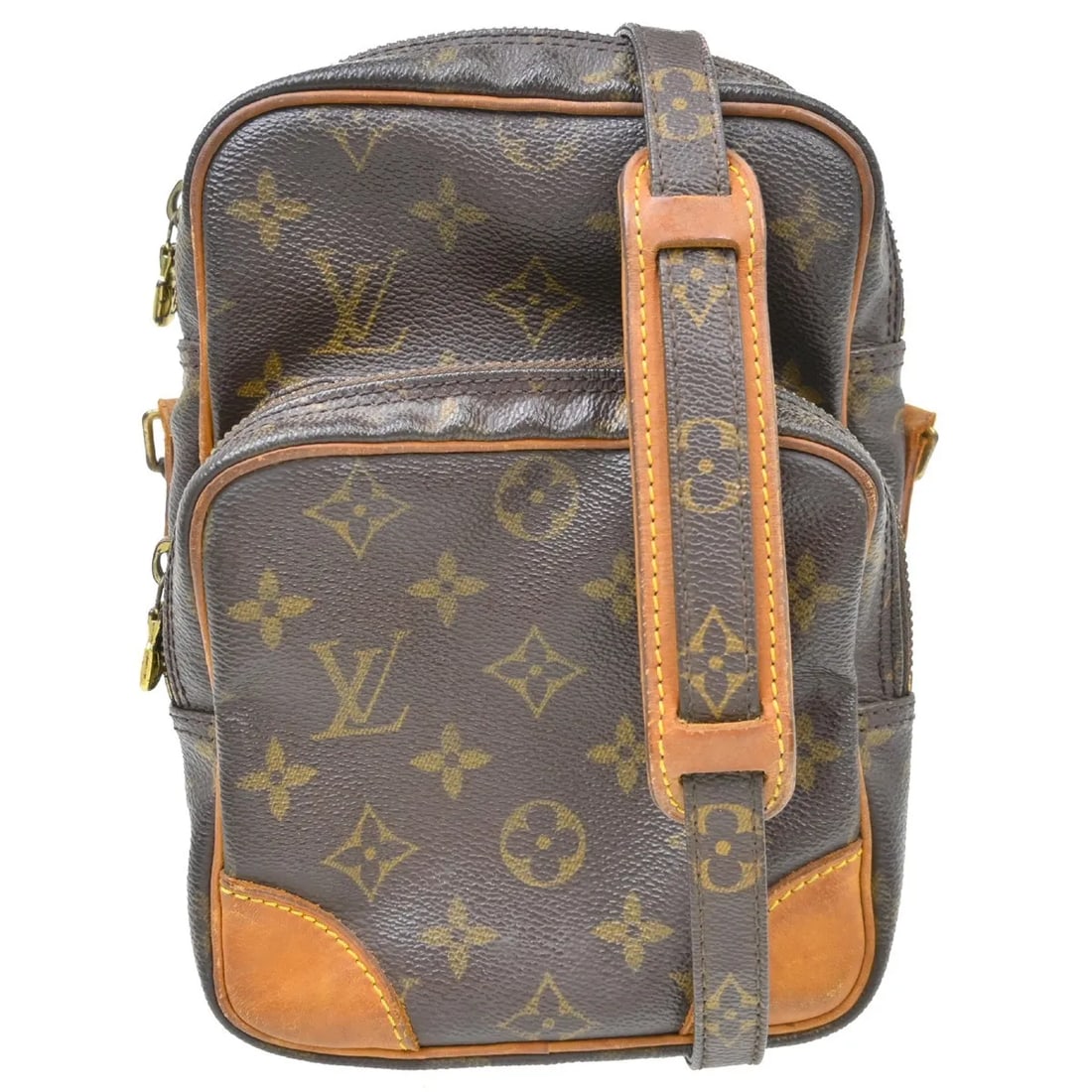 Louis Vuitton Amazone Unisex Brown Monogram Canvas Bag: Louis Vuitton Amazone Unisex Brown Monogram Canvas Bag Louis Vuitton Amazone shoulder bag in brown monogram canvas. This unisex bag is made in France and is presented in fair condition with visible we