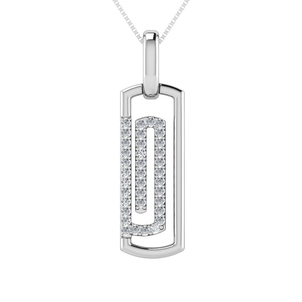 10K White Gold 1/6 Ct.Tw. Round Diamond Paper Clip Pendant: 10K White Gold 1/6 Ct.Tw. Round Diamond Paper Clip Pendant 10k White Gold Stone Color: G-h Stone Clarity: I1 Unless otherwise specified, pendants that include a chain are paired with our standard 18-i
