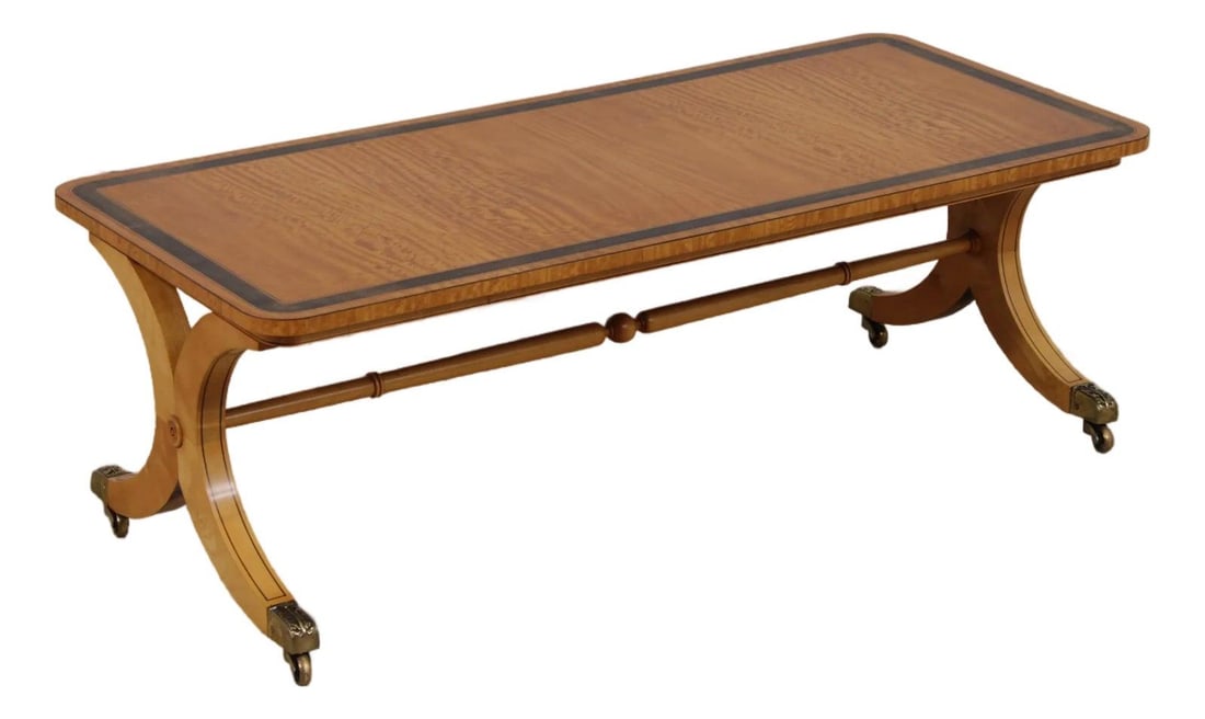 English Style Satinwood Coffee Table by David Salmon 22w x 50d x 17h (1 of 10)
