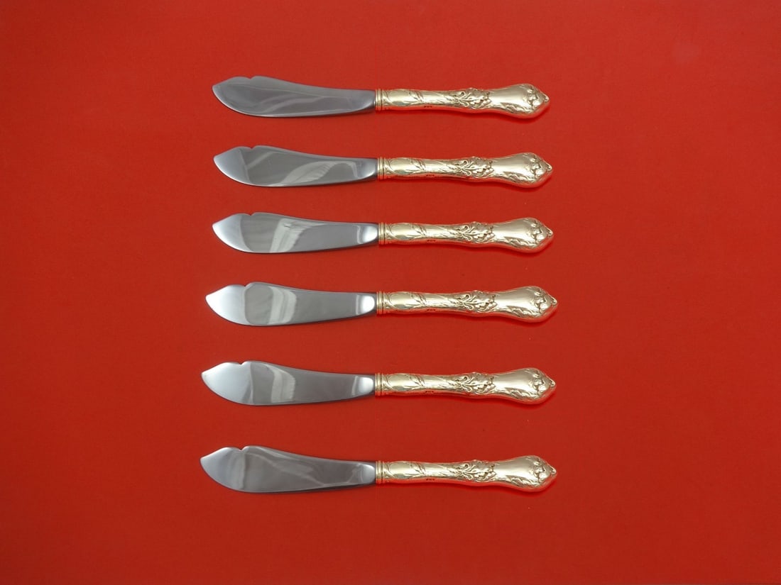 Reed & Barton Les Cinq Fleurs Sterling Silver 6pc Trout Knife Set (1 of 1)