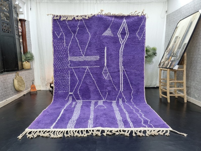Authentic Handmade Moroccan Berber Wool Rug Soft Purple 9.84 x 6.56 Feet: Authentic Handmade Moroccan Berber Wool Rug Soft Purple 9.84 x 6.56 Feet This exquisite soft purple handmade Moroccan Berber wool area rug brings a touch of elegance to any space. Handwoven in the Atl