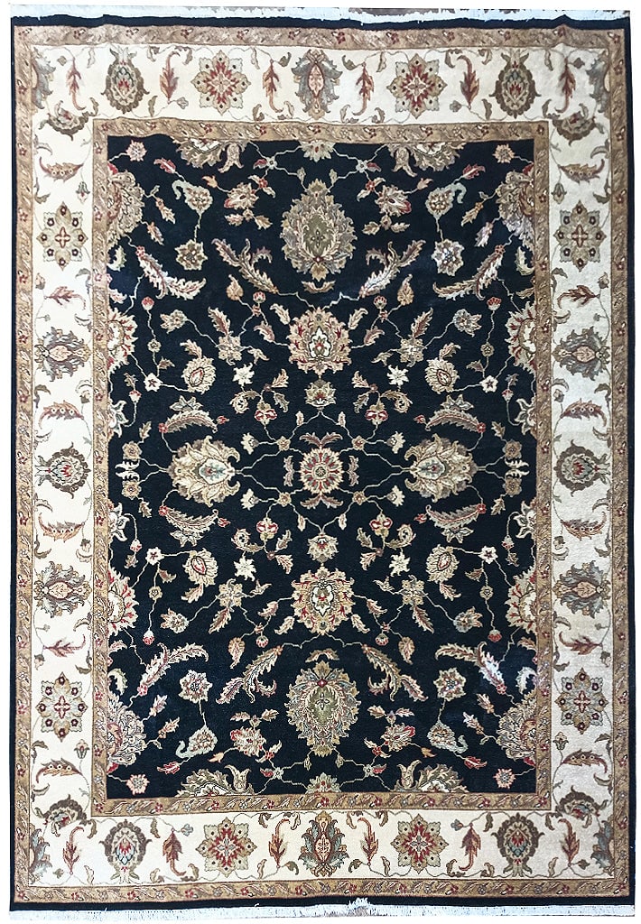Elegant 8 x 10.2 Black Wool Jaipour Area Rug Handmade in India: Elegant 8 x 10.2 Black Wool Jaipour Area Rug Handmade in India Free continental US Shipping Discover the elegance of the 8 x 10.2 Black Handmade Wool Jaipour Rug, a sophisticated addition to your home