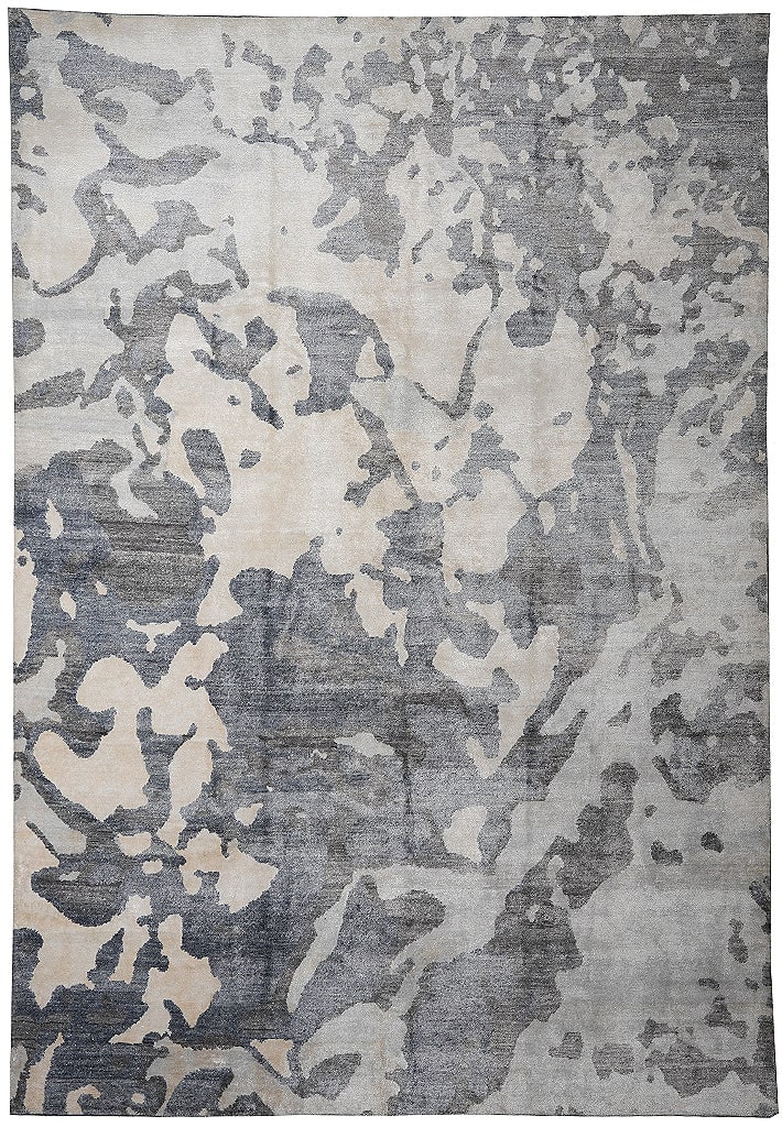 Handmade Modern 9 x 12 Wool and Silk Rug Slate Blue Gray: Handmade Modern 9 x 12 Wool and Silk Rug Slate Blue Gray Free continental US Shipping This handmade modern area rug features a blend of high-quality wool and silk, offering a soft and resilient pile w