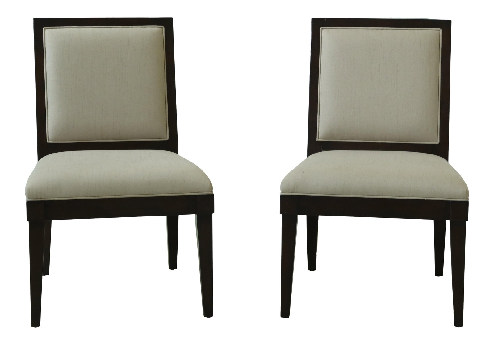 Pair of Modern Upholstered Occasional Chairs Quality Construction Brown: Pair of Modern Upholstered Occasional Chairs Quality Construction Brown Enhance your living space with this stylish pair of modern design upholstered occasional chairs. Crafted approximately 10 years 