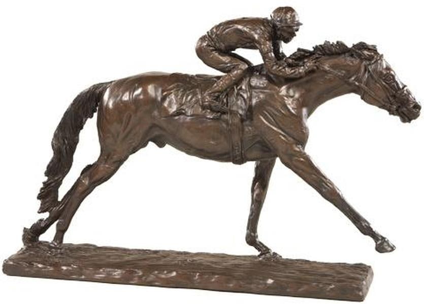 Hand-Cast Equestrian Horse and Jockey Sculpture 11.25H Resin: Hand-Cast Equestrian Horse and Jockey Sculpture 11.25H Resin This item is made at time of order. Please allow 42 to 70 days for production. Discover the elegance of the Exclusive Equestrian Horse and 