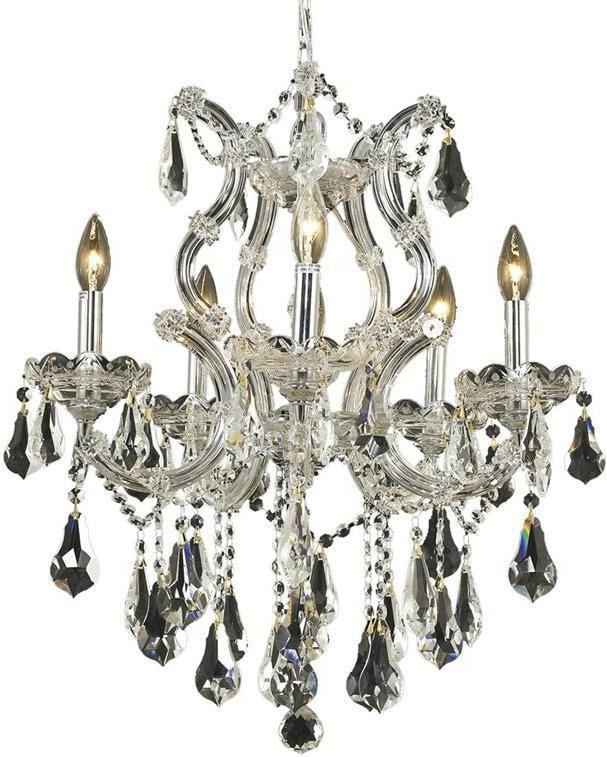 Elegant Lighting Maria Theresa 6-Light Chrome Chandelier: Elegant Lighting Maria Theresa 6-Light Chrome Chandelier Illuminate your space with the elegance of the Timeless Maria Theresa Chandelier. This stunning bowl chandelier features a chrome finish comple