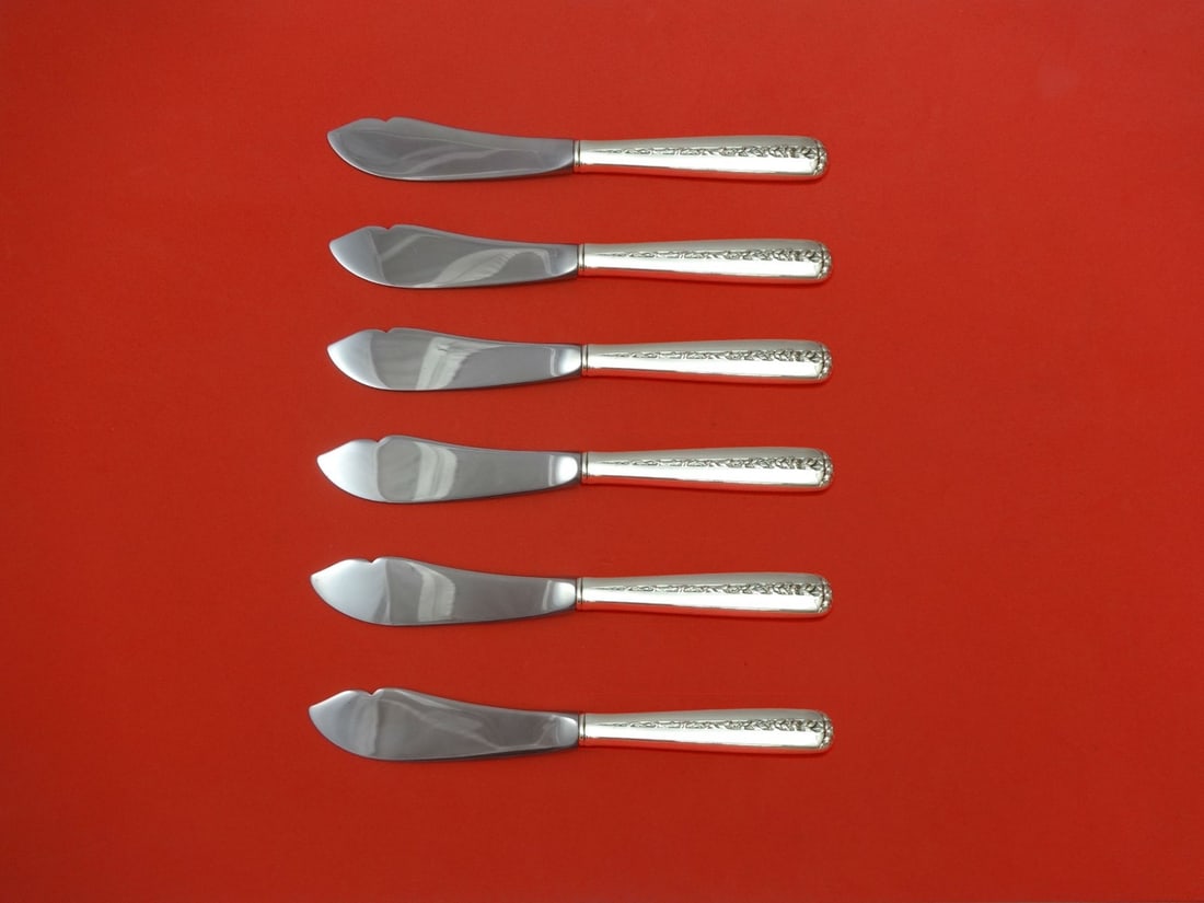 Towle Rambler Rose Sterling Silver 6pc Trout Knife Set 7.5": Towle Rambler Rose Sterling Silver 6pc Trout Knife Set 7.5" Enhance your dining experience with this exquisite 6-piece trout knife set in the Rambler Rose pattern by Towle. Crafted from sterling