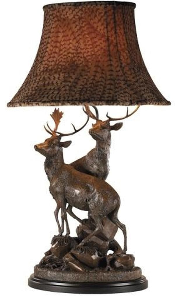 Mountain Collection Stag Lamp with Feather Shade 36H 23W 21D: Mountain Collection Stag Lamp with Feather Shade 36H 23W 21D This item is made at time of order. Please allow 42 to 70 days for production. Illuminate your space with this exquisite Elegant Lodge Lamp