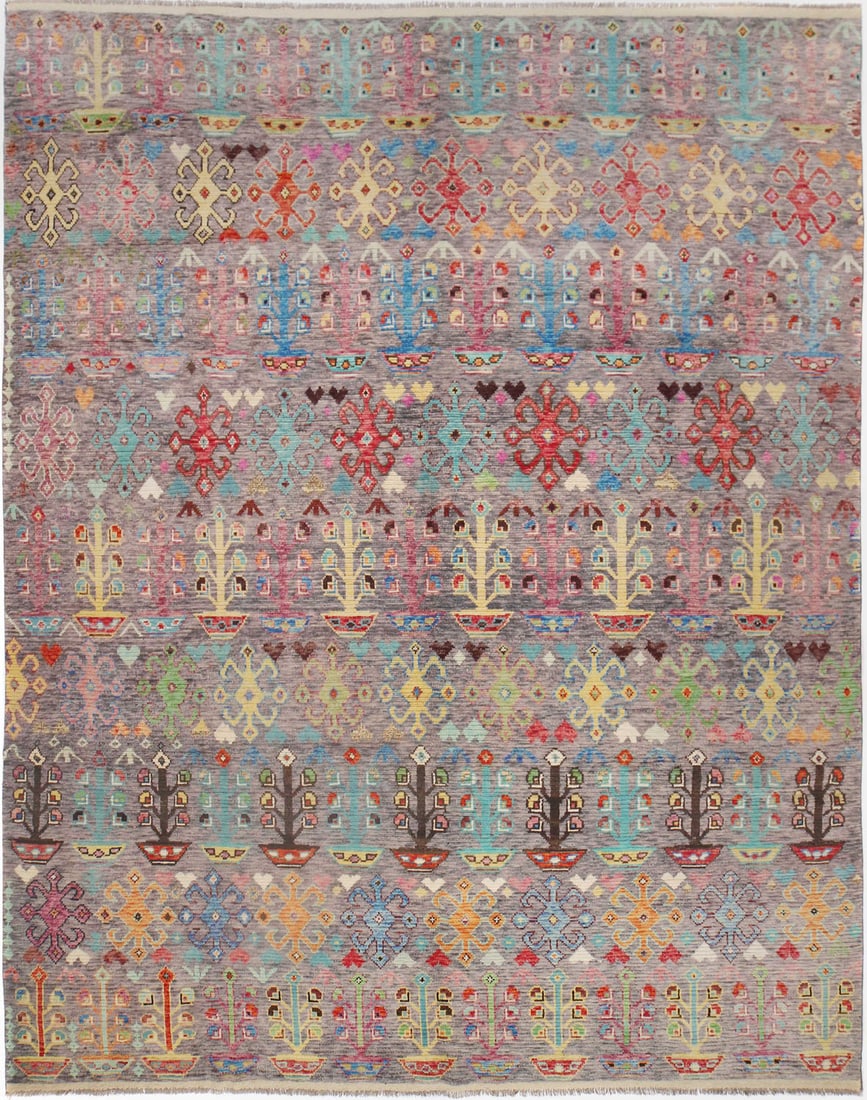 10 x 12.10 Hand-Knotted Gabbeh Rug Multi-Color Wool from Pakistan: 10 x 12.10 Hand-Knotted Gabbeh Rug Multi-Color Wool from Pakistan Free continental US Shipping Elevate your living space with the exquisite 10 x 12.10 Gabbeh Rug, a perfect blend of modern design and 