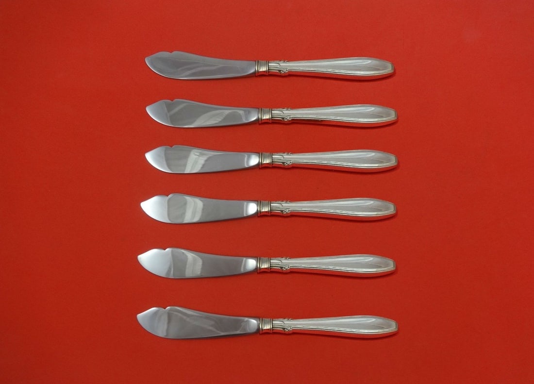 Gorham Nocturne Sterling Silver Trout Knife Set 6pc Custom 7.5" (1 of 1)