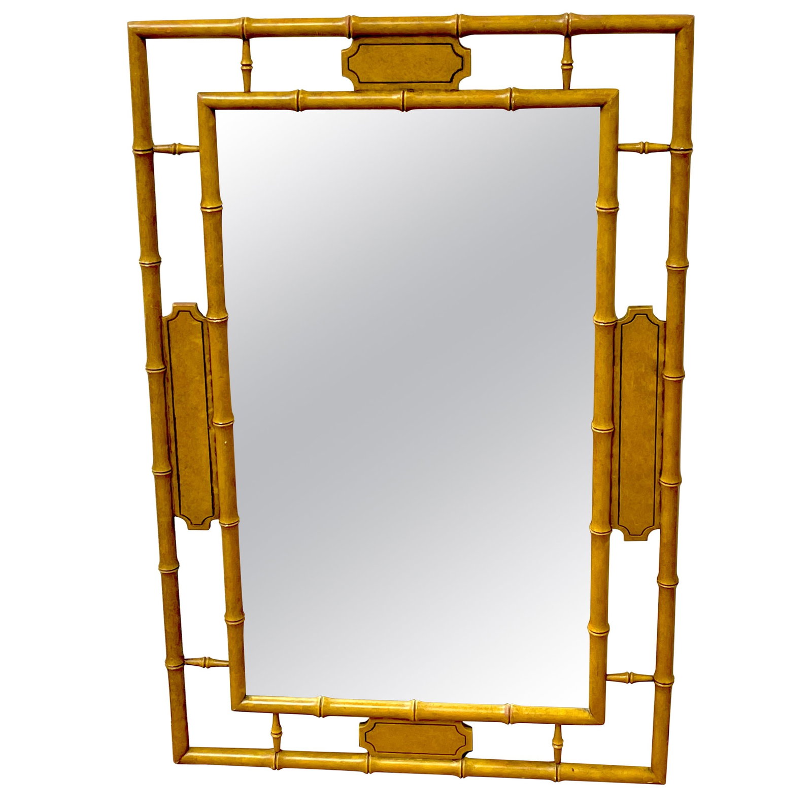 20th Century English Regency Faux Bamboo Saddle Lacquer Mirror (1 of 9)