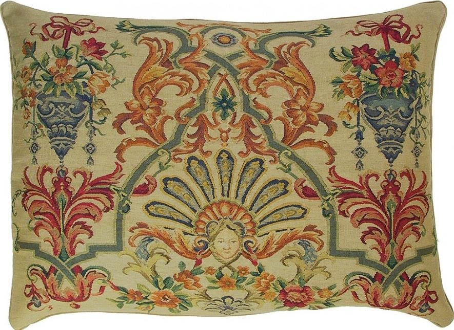 Provence Home Aubusson Velvet Pillow 40W x 27L Beige: Provence Home Aubusson Velvet Pillow 40W x 27L Beige Introducing an exquisite handcrafted Aubusson pillow, perfect for adding a touch of elegance to your home decor. This beautiful throw pillow featur