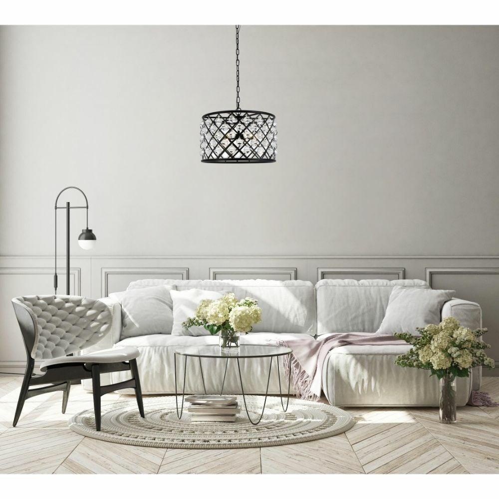 Madison 6 Light Matte Black Crystal Ball Chandelier 20 inch: Madison 6 Light Matte Black Crystal Ball Chandelier 20 inch This modern chandelier features a matte black frame adorned with smooth, faceted clear crystal balls. Designed for indoor use, it accommodat