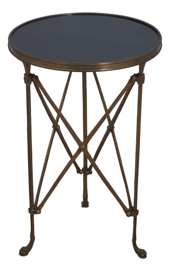 Round Brass Side Table with Granite Top by Theodore Alexander (1 of 10)