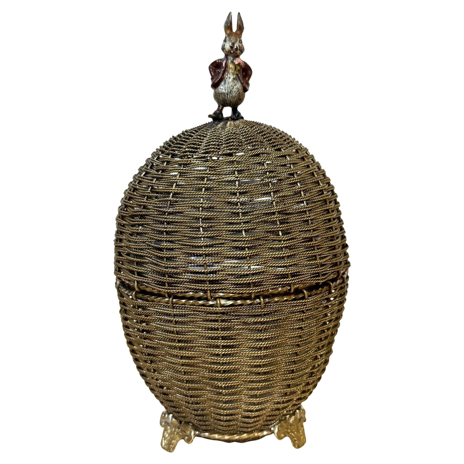 Franz Bergman Attributed 1890s Woven Bronze Box with Rabbit (1 of 11)