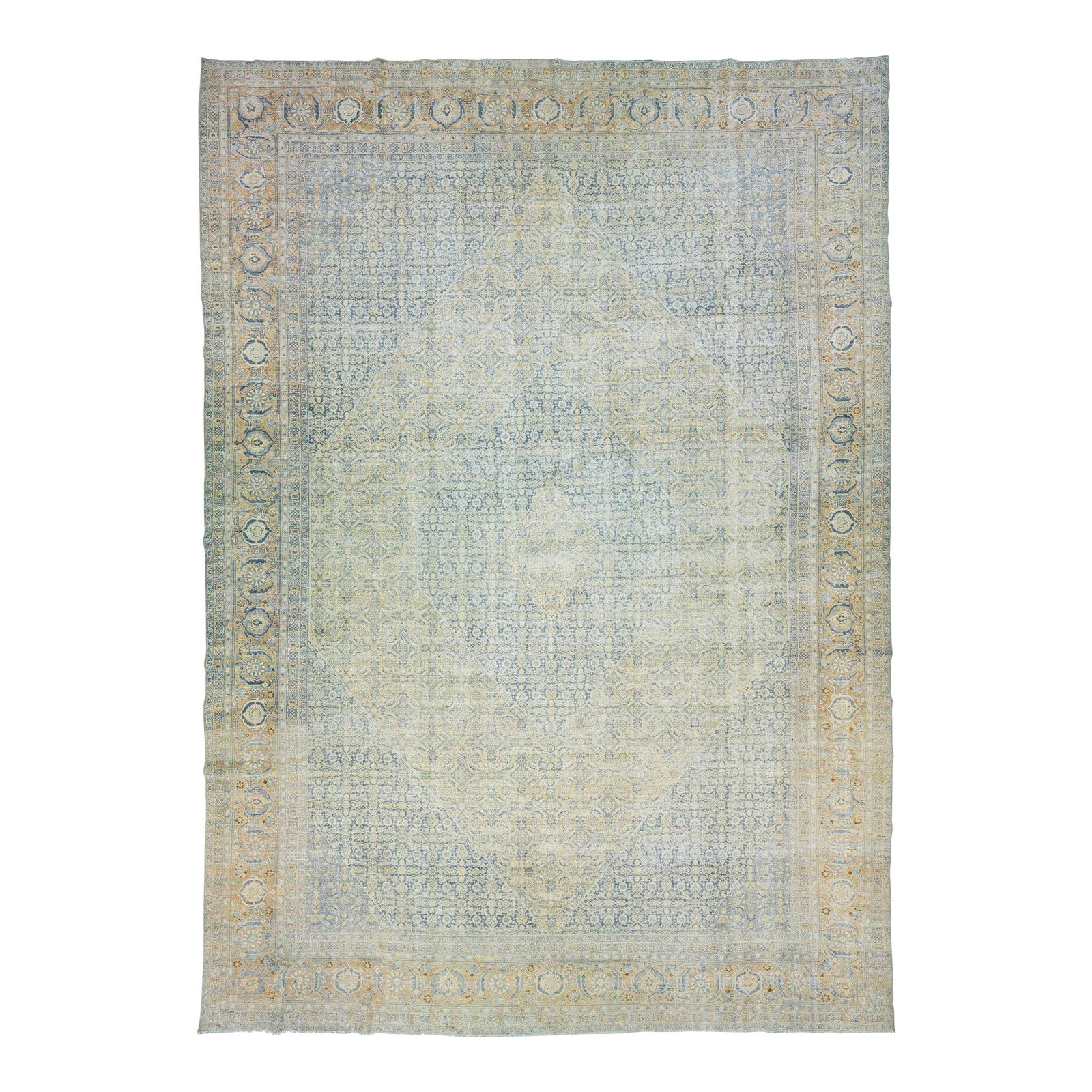 Antique Persian Tabriz Wool Rug 12'7 x 18 Allover Floral Design: Antique Persian Tabriz Wool Rug 12'7 x 18 Allover Floral Design This exquisite antique Persian Tabriz wool rug, dating back to the 1900s, is a stunning addition to any space. Handcrafted with care, it