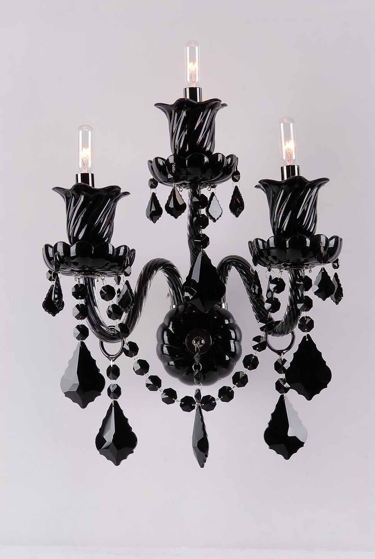 Artistry Elizabeth 3-Light Black Crystal Wall Sconce 22 in (1 of 2)