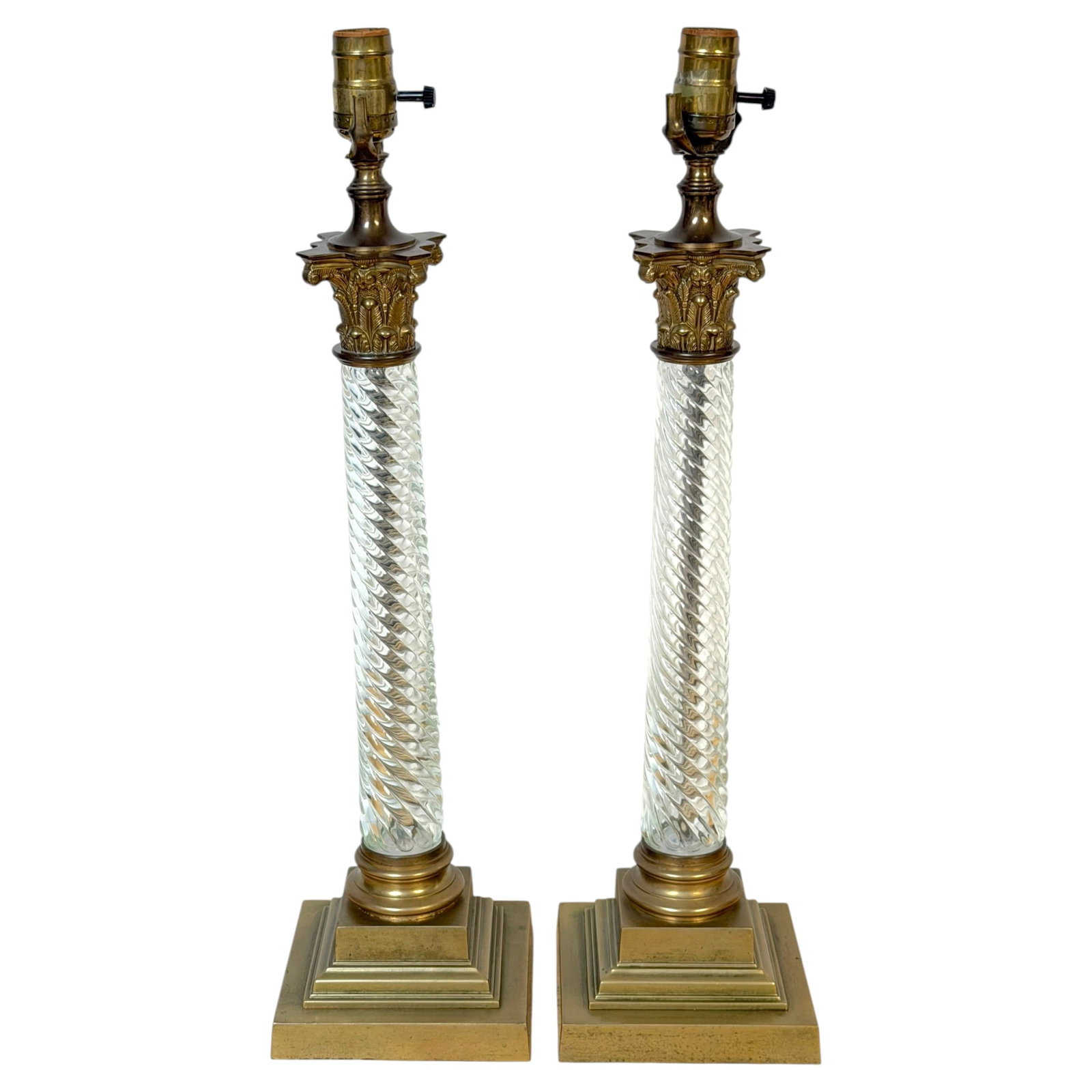 Set of 2 Baccarat Attributed Belle Epoque Crystal Bronze Lamps (1 of 11)