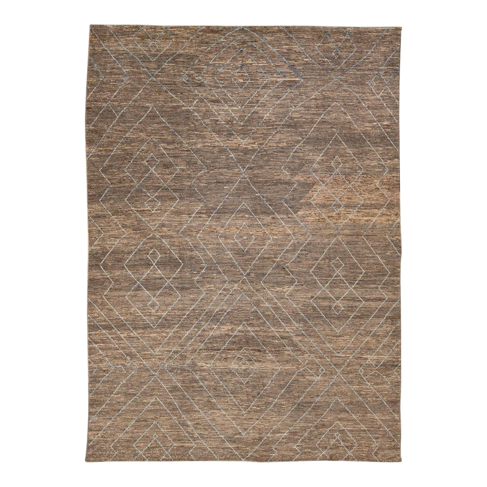Modern Moroccan Handmade Wool Rug 9'11 x 13'11 Geometric Brown Design (1 of 8)