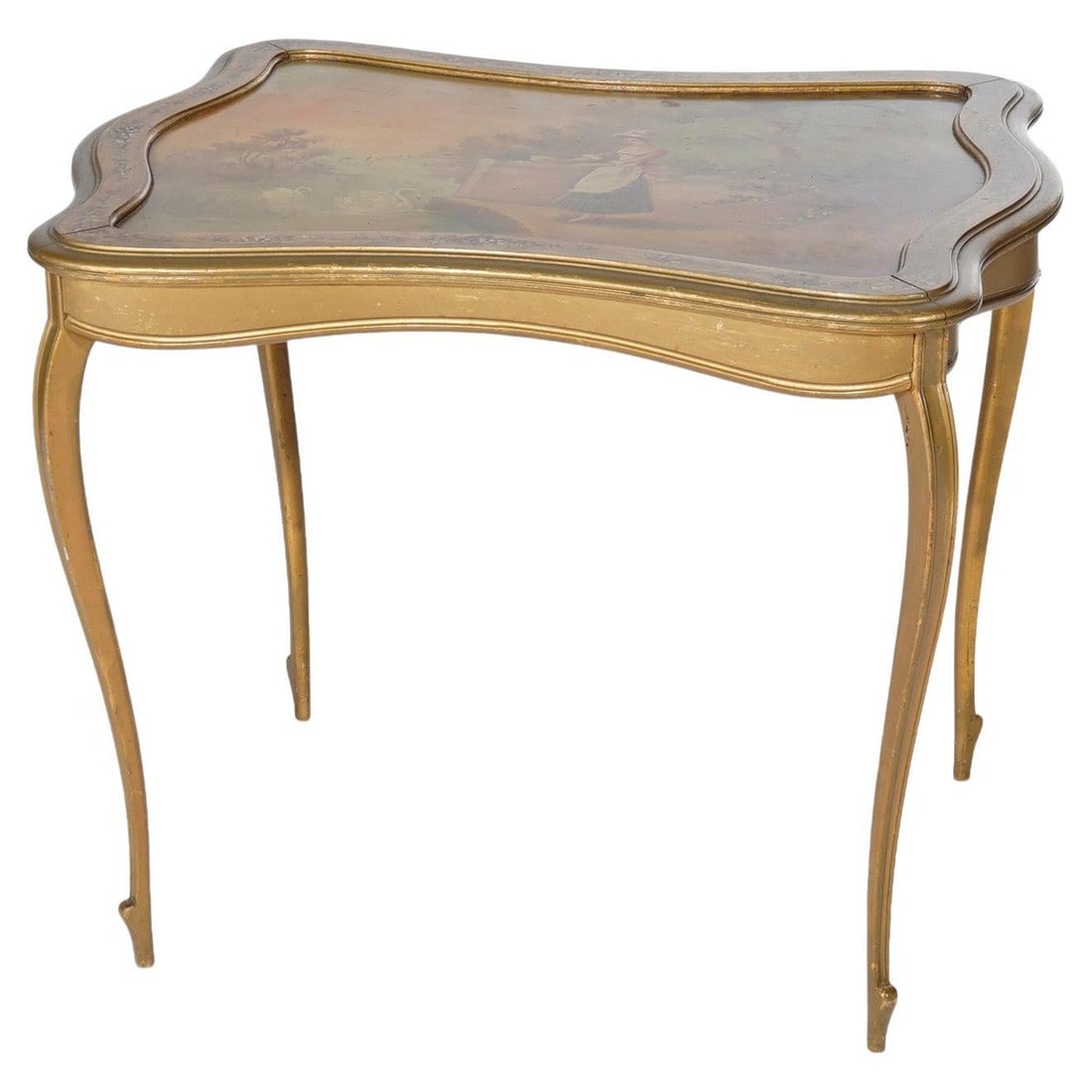 19th Century French Giltwood Table with Vernis Martin Style Decoration (1 of 11)